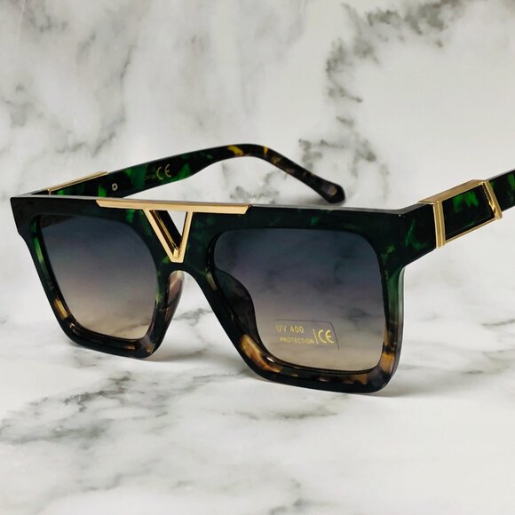 Men Women Sunglasses Fashion Green Frame Oversize Driving Outdoor Stylish Gafas‎ - Picture 1 of 3